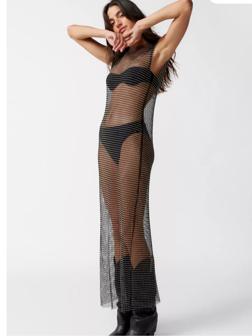 Urban Outfitters Rere Sheer Diamante Midi Dress